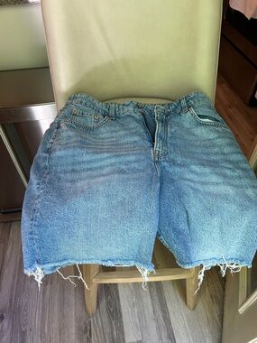 H&M Light Blue Distressed Denim Cutoff Shorts